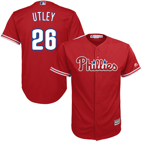 Phillies #26 Chase Utley Red Cool Base Stitched Youth MLB Jersey